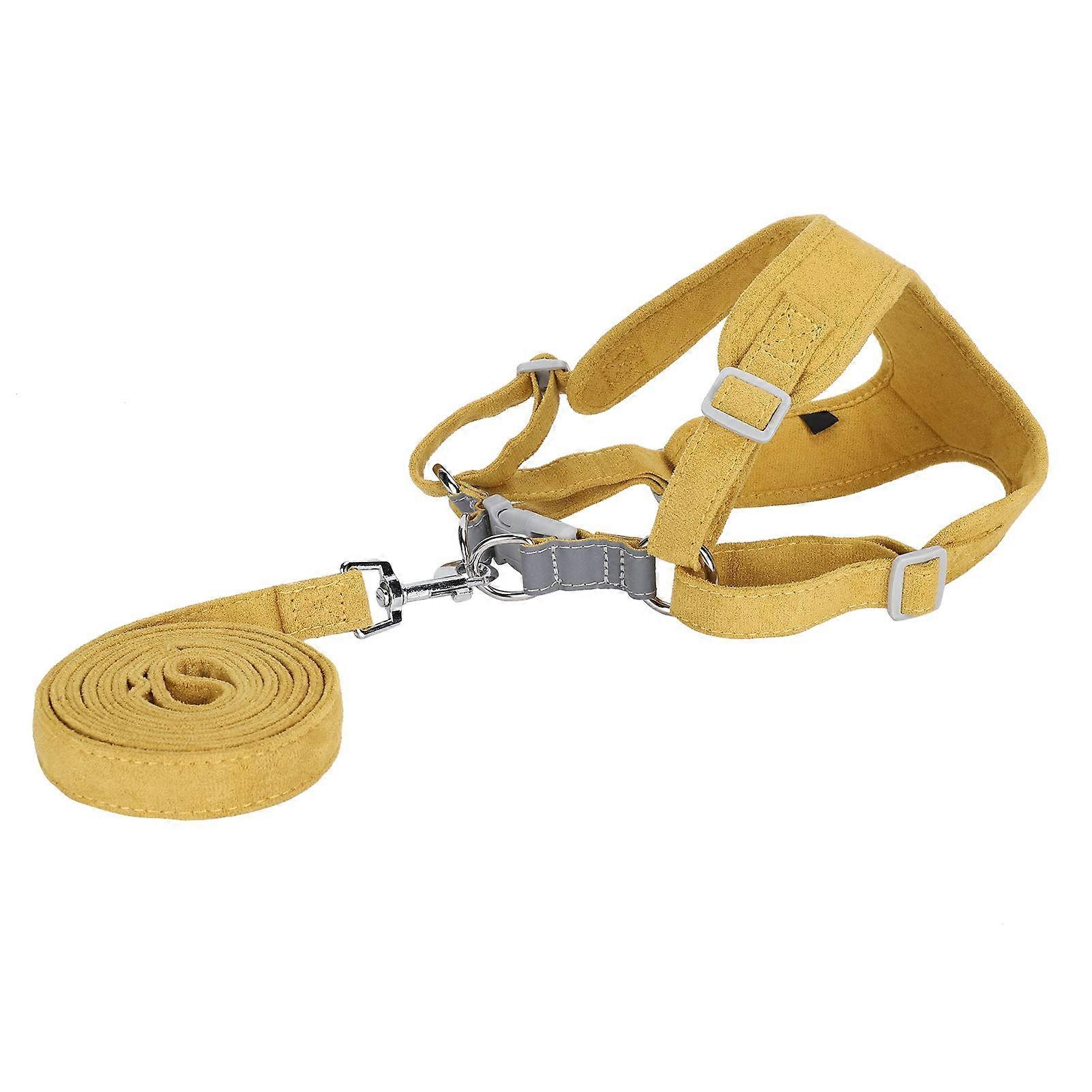 No Choking for Dogs, Four Point, Suede Material, Ginger, Chest Strap Included, Reflective Strip, Dog Harness with Pull Rope, Harness with Pull Rope