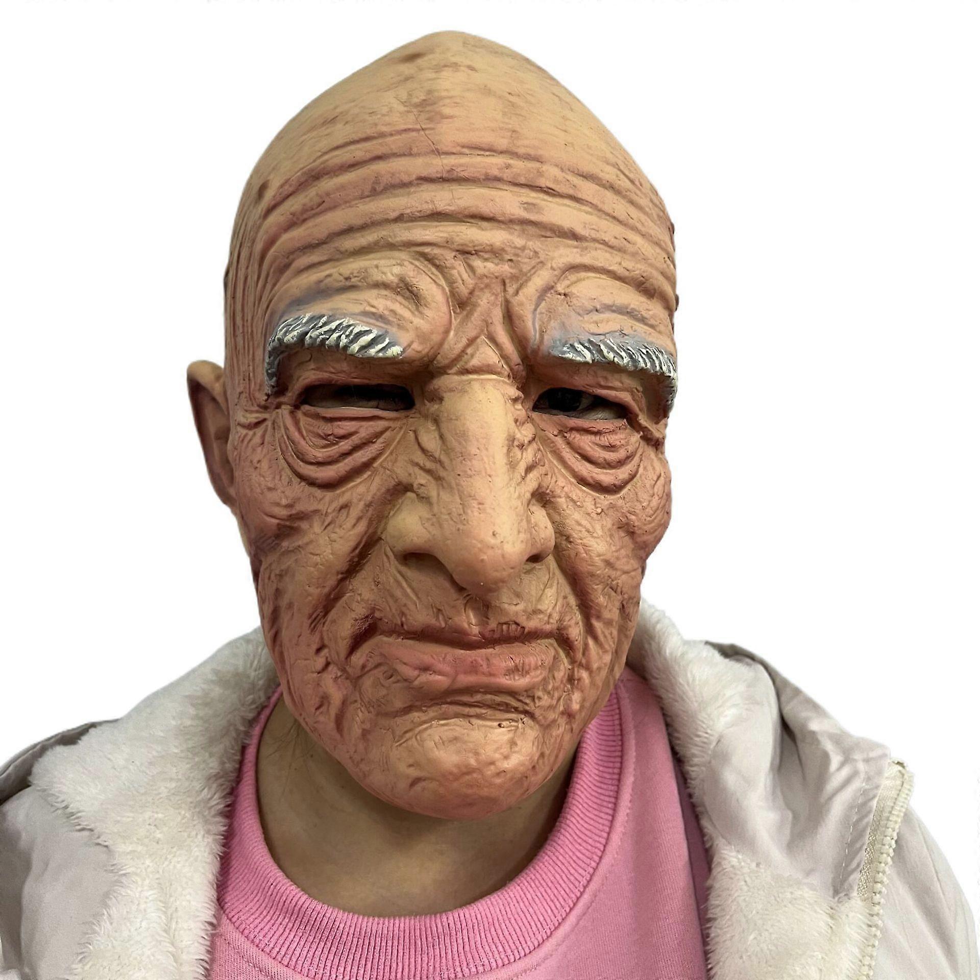 Bald head and white eyebrows old man mask