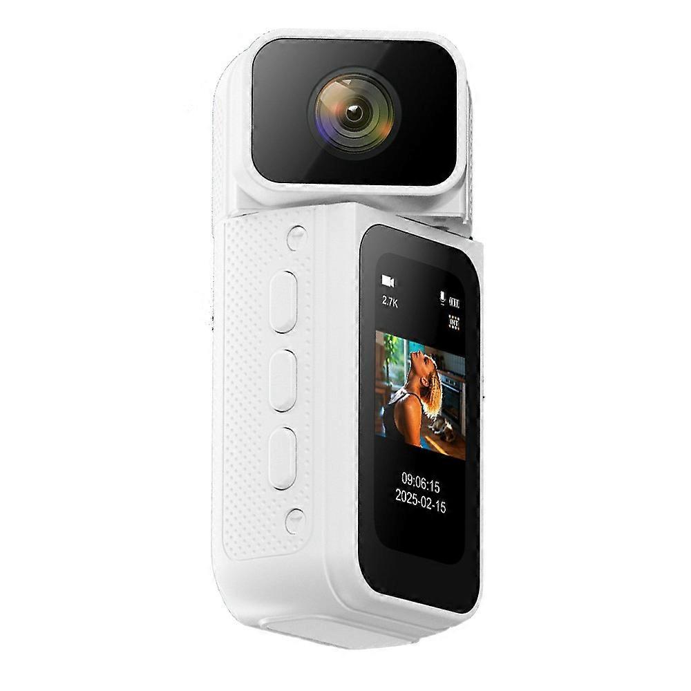 S80 Thumb Camera 2.7K Ultra HD 180 Degree Rotatable Lens 1.47 Inch IPS Screen WiFi Action Camera with 32G Memory Card White