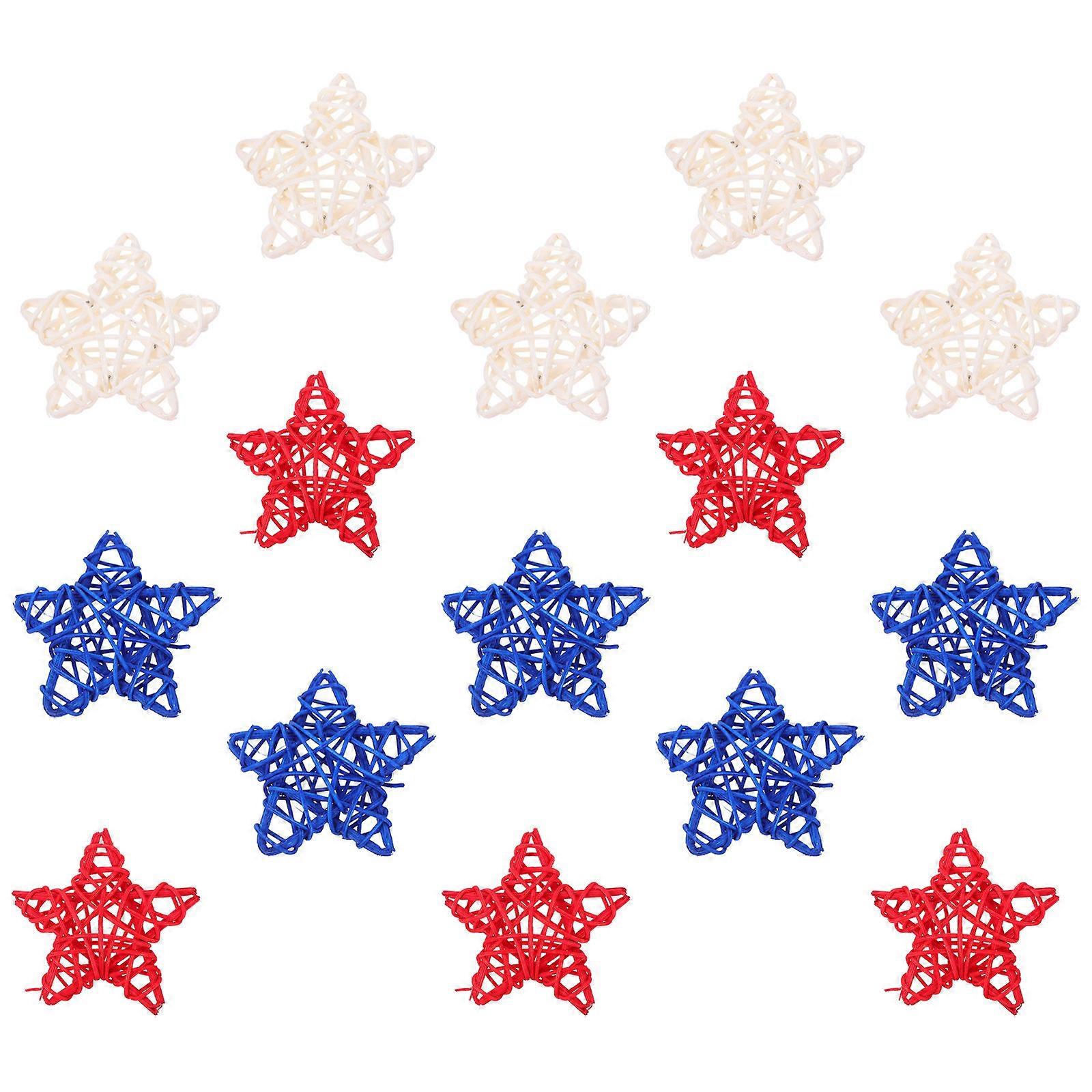 Rattan Woven Five-Pointed Star Decorative Ornaments Assorted Color Scene Diy Layout 15Pcs