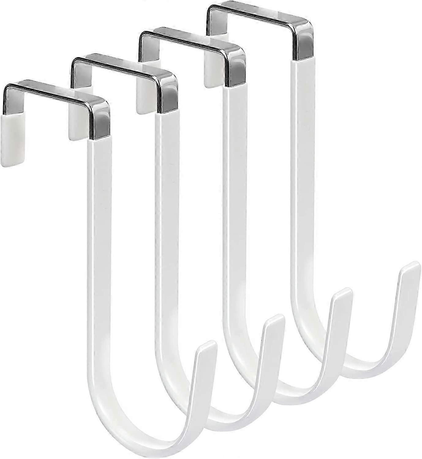 Heavy-Duty 4-Pack Door Hooks with Rubber Protection - Versatile Storage Solution for British Homes