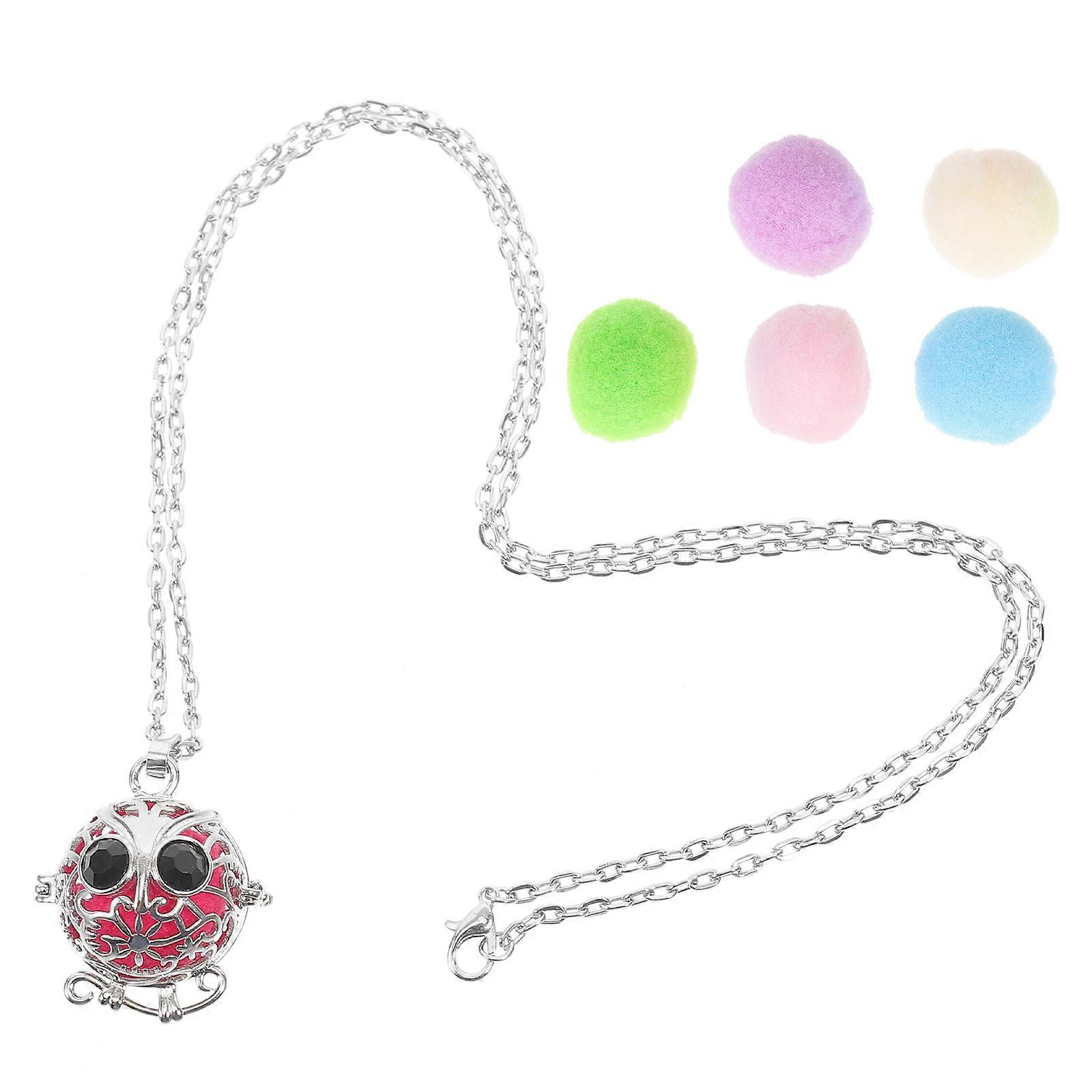 Copper Aromatherapy Necklace for Women with Assorted Color Pads Stylish Hollow Design 1 Inch Diameter