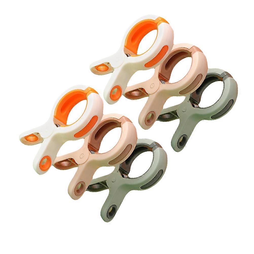 Colored Heavy Duty Plastic Clips with Built-in Metal Spring for Fixing Clothes and Towels 6 Pieces