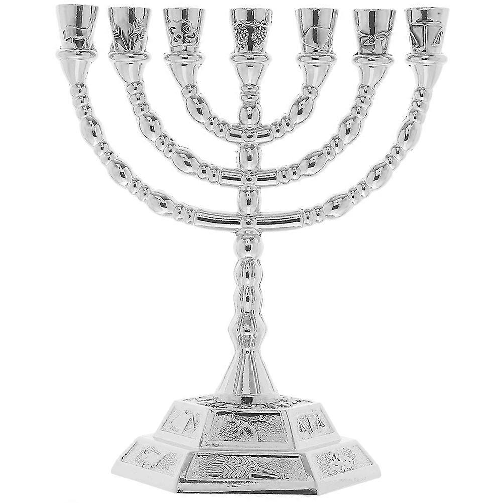 Modern Metal Candlestick Holder Silver Zinc Alloy for Home Table Decoration 7branch