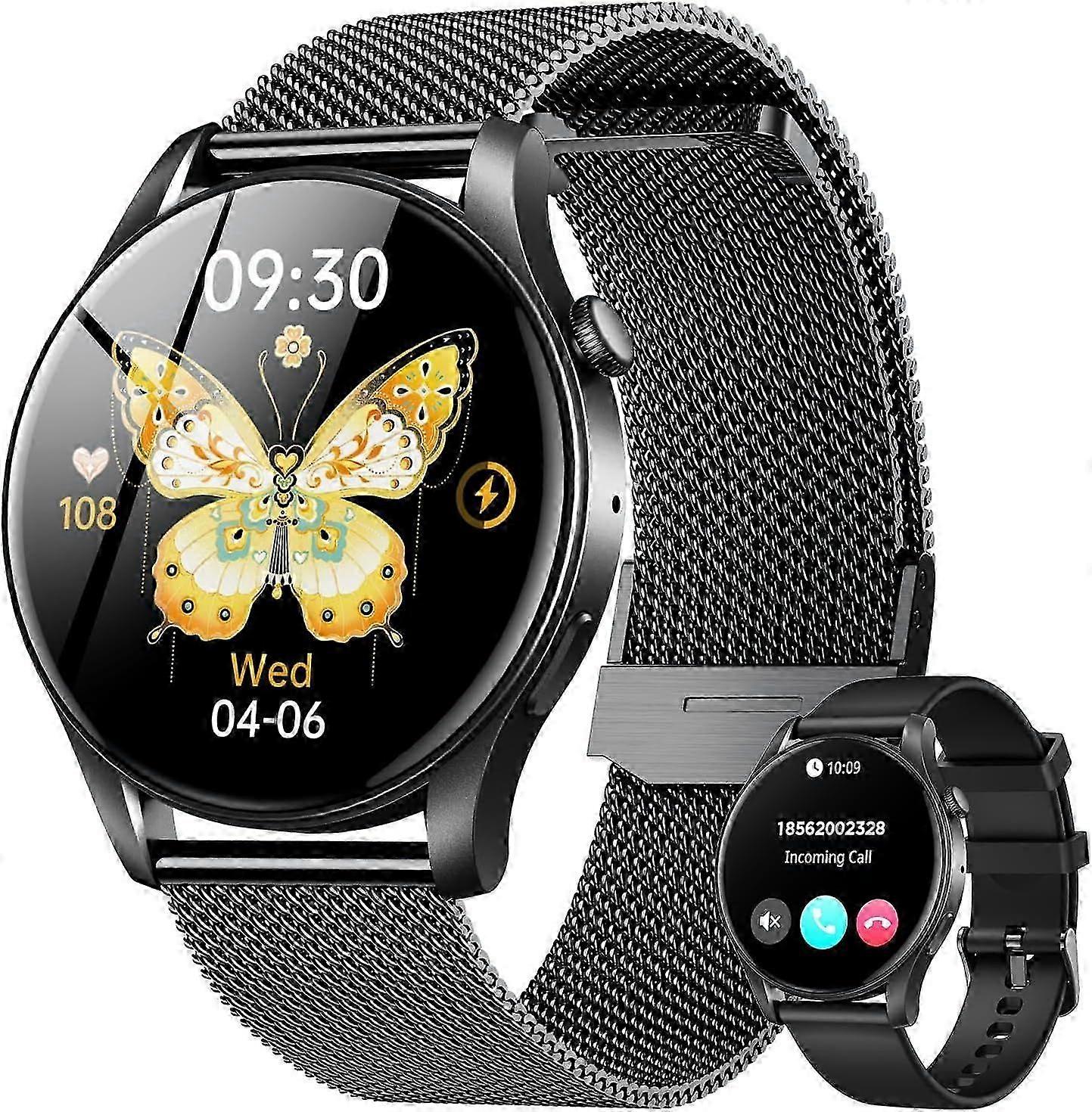 Smartwatch Fitness Watch: 1.43 Touch Screen Smartwatch for Android iOS with Heart Rate Sleep Monitor Phone Calling, 100+ Sports Modes(Black)