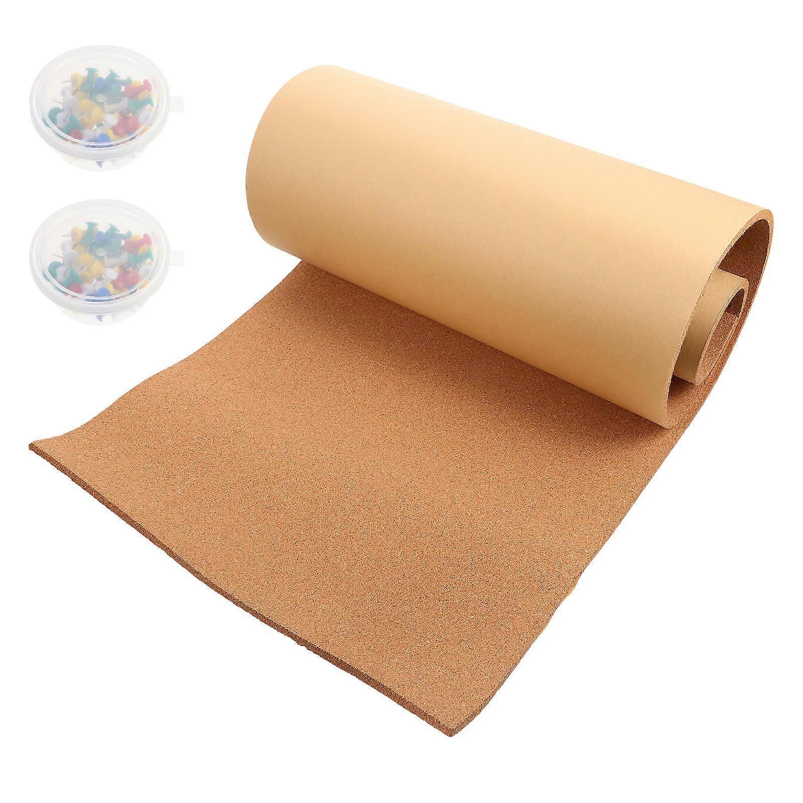 Decorative Memo Board Cork Bulletin Wall Sticker Practical Notice Board Rectangular Light Brown 125X40.5cm or Files 1 Set