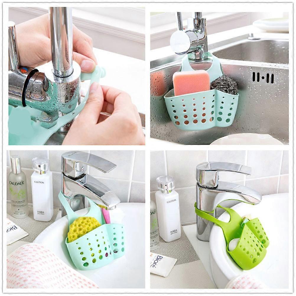 5 PCS Kitchen Utensil Sink Organizer PVC Hanging Drain Baskets with Adjustable Snap Assorted Colors Size L