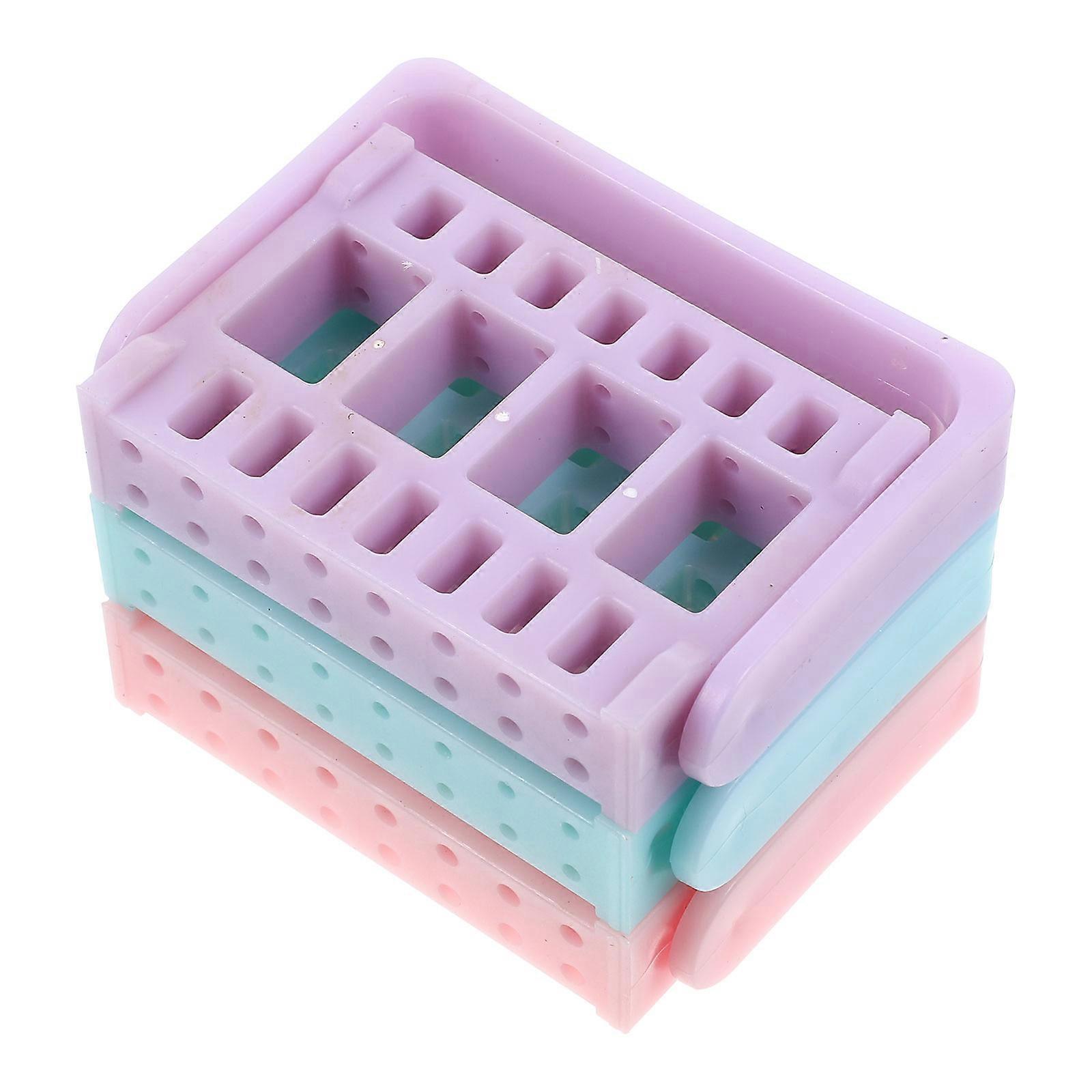 3pcs 16 Hole Nail Drill Bits Storage Racks for Manicure Grinding Head Holding