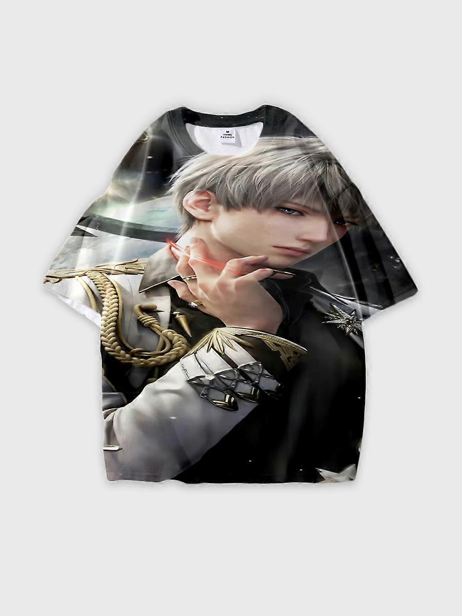 T-shirt round neck Role Pattern loose short sleeve E458