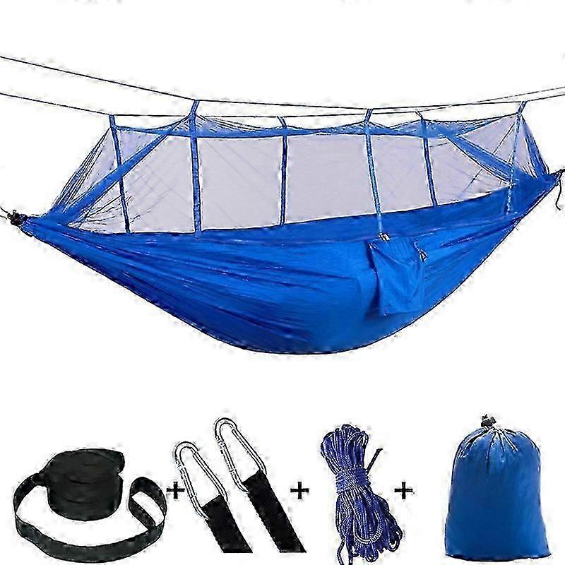 Outdoor hammock camping hammock with mosquito net and rain cover tent tarp waterproof outdoor matBlue