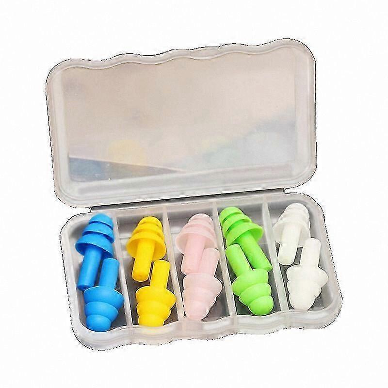Noise Canceling Sleep Earplugs, Waterproof Hearing Protection for Swimming, 5 Pairs Random Colors