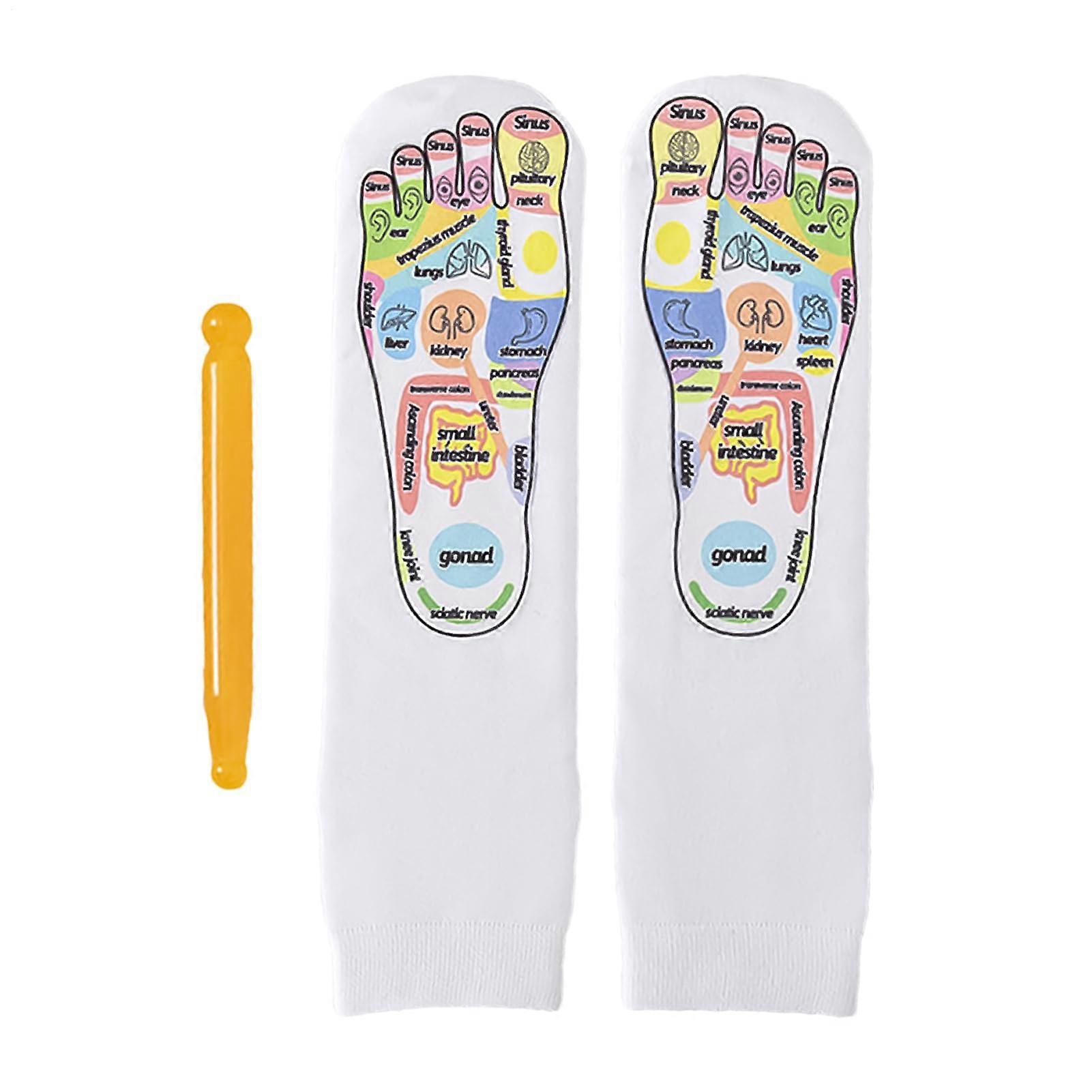 Reflexology Massage with Tools, Pressure Point Socks with Tool, Reflexology Chart Socks with Trigger Point Massage Tool