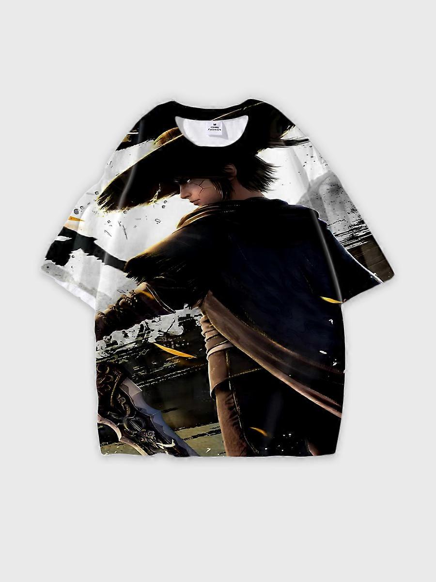 T-shirt round neck Character Pattern loose short sleeve P369