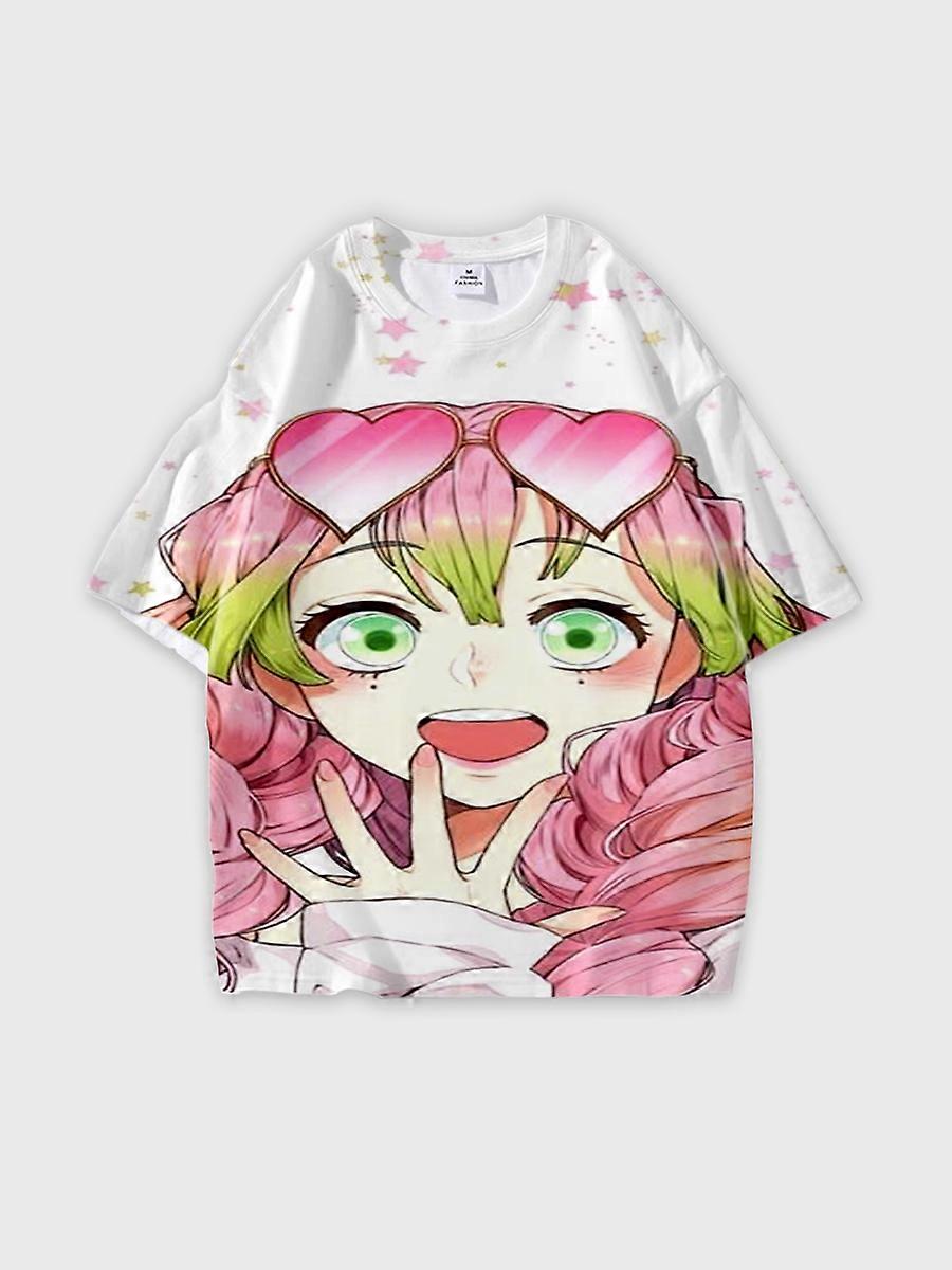 T-shirt round neck Character Pattern loose short sleeve P3177