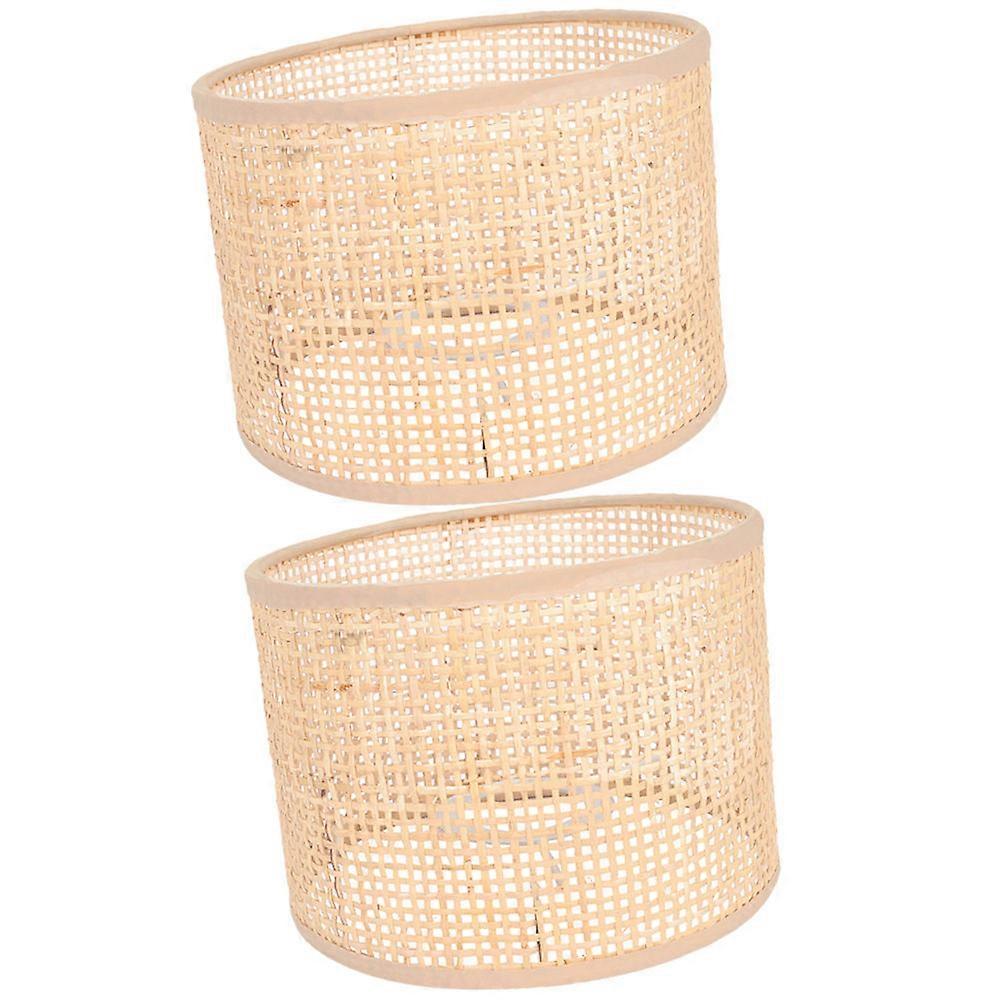 2pcs Woven Rattan Lampshade Cover Rustic Style Light Shade for Pendant Lights Unique Design Easy to Clean Home Decor