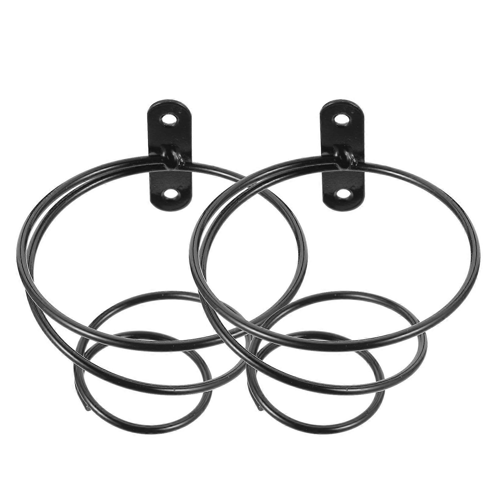 Modern Wall Rack for Storage Use Black Iron Single Holder 2Pcs