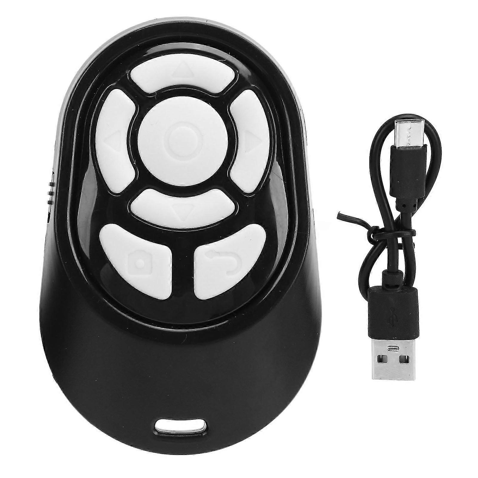 Bluetooth Remote Control Page Turner Universal APP Rolling Clicker Camera Remote Shutter Selfie Button for Mobile Phone Black