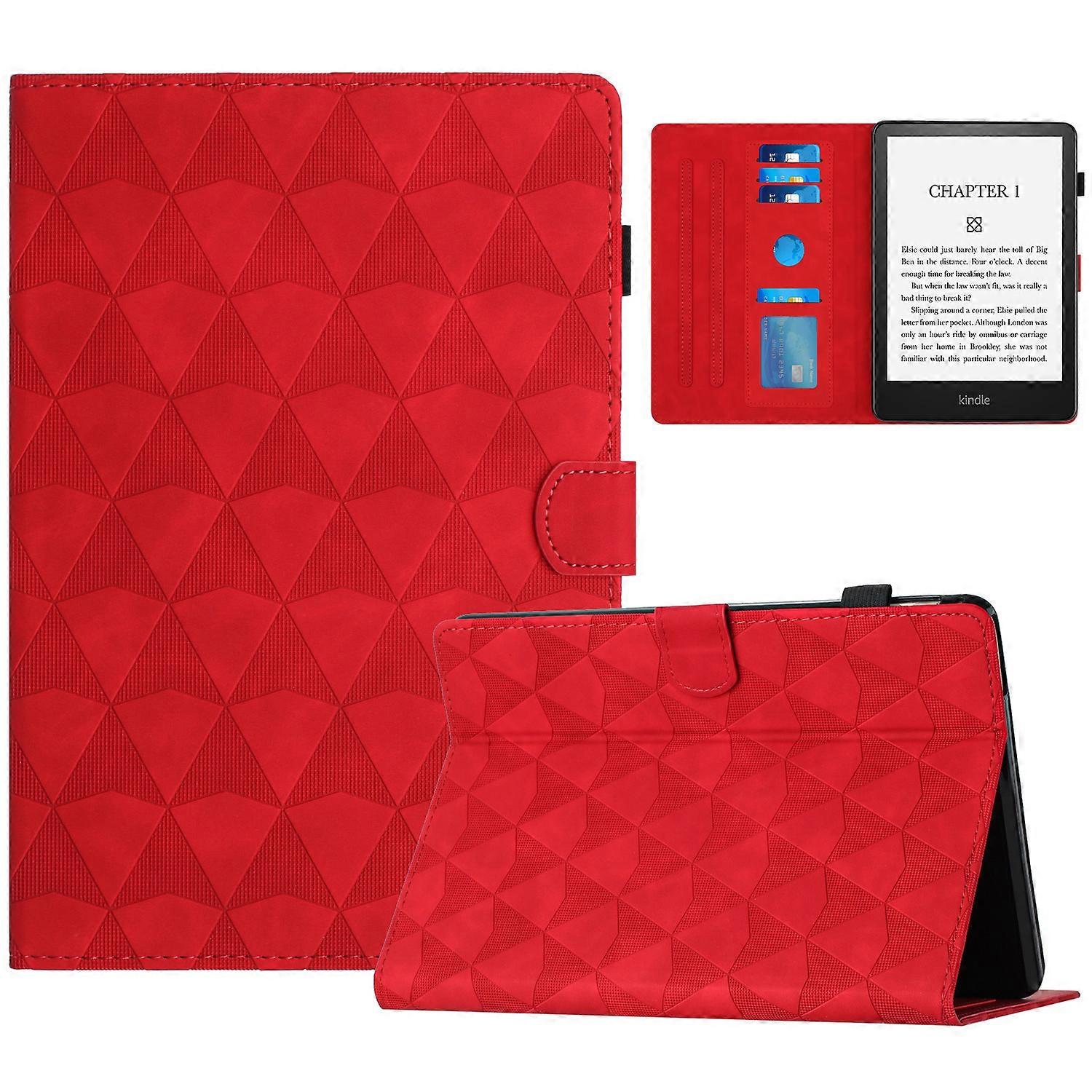 For Amazon Kindle Paperwhite 5 (2021) Case Anti-scratch Leather Auto Wake Sleep Stand E-reader Protective Cover Red