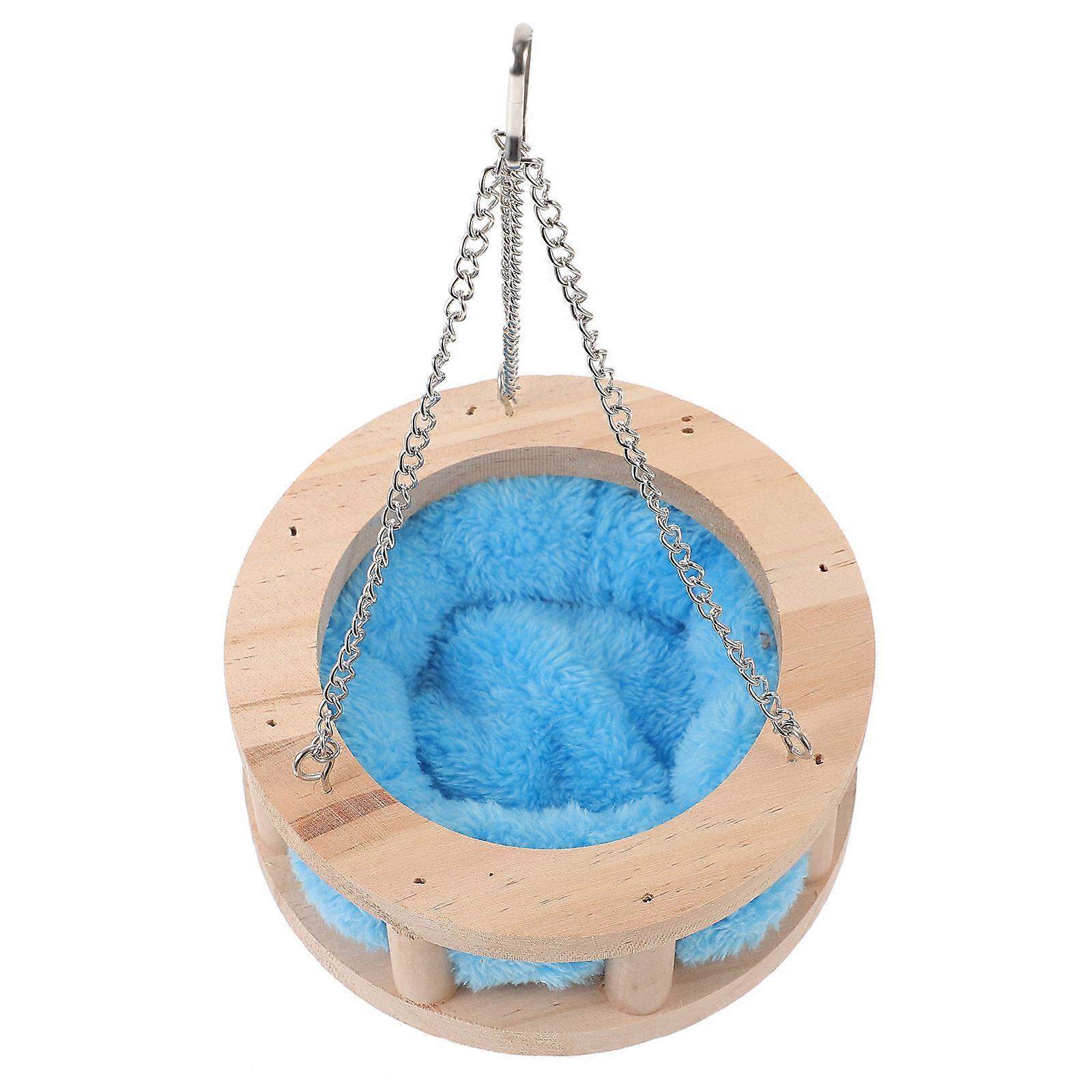 Wooden Hanging Nest for Small Pets with Comfortable Cushion and Three Metal Chains Multi 1 Set