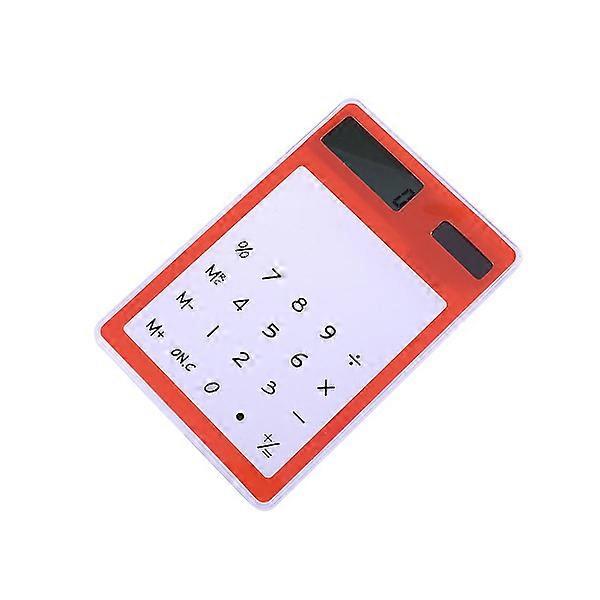 Solar Powered Calculator with Transparent LCD Touch Screen - Portable Calculator for Office and Study Orange 1pc