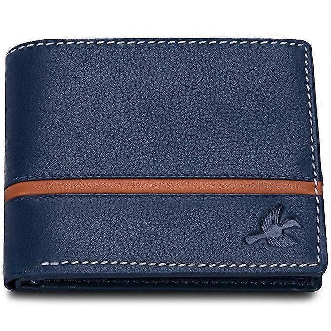 Denial Navy Leather Wallet for Men | Leather Mens Wallet with RFID Blocking | Wallets Men Genuine Leather