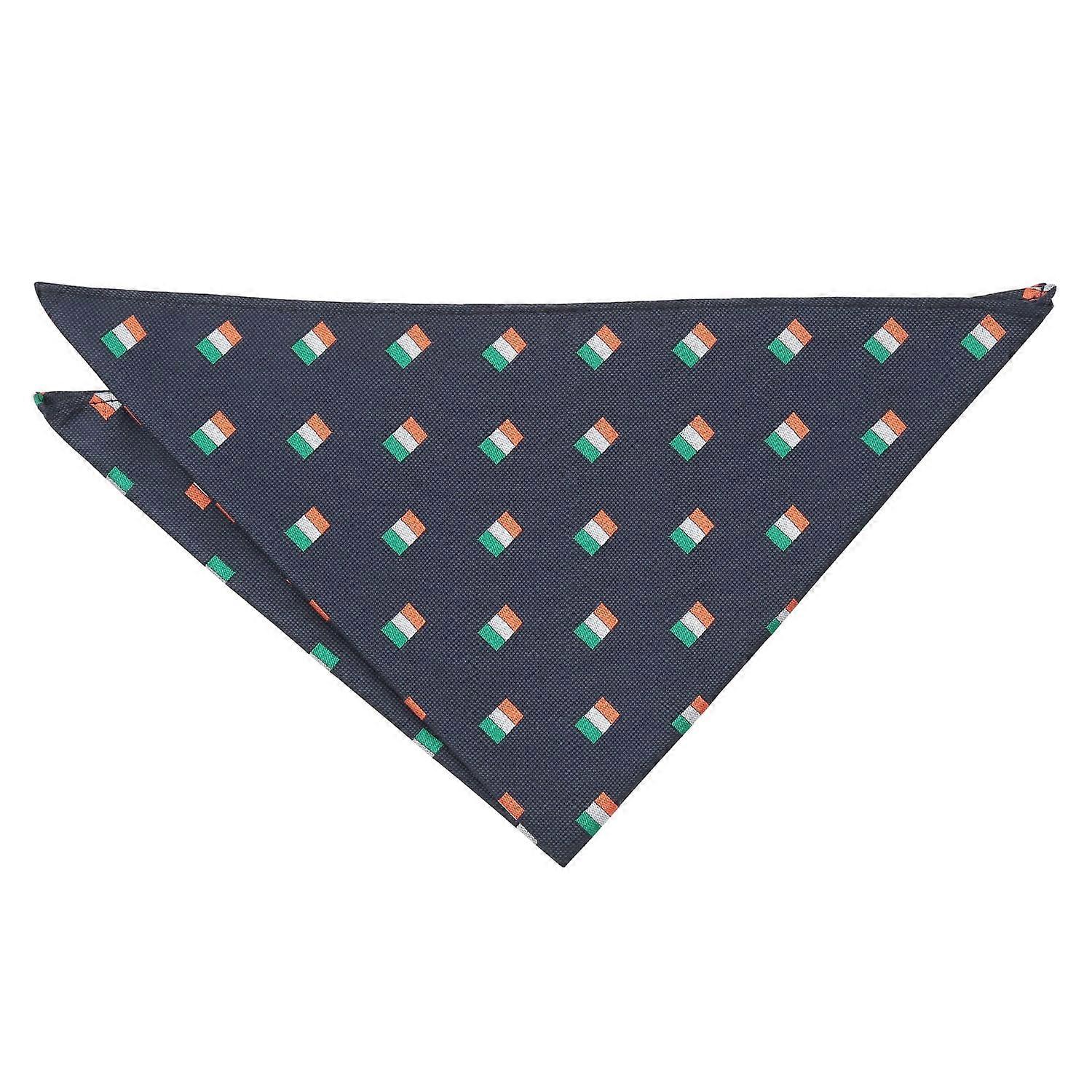 Navy Blue Irish Flag Embroidered Pocket Square