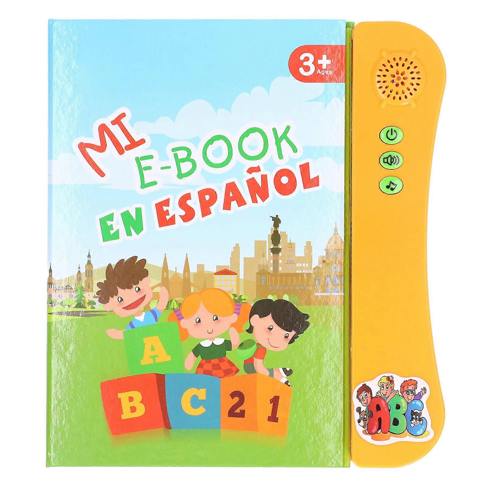 Electronic Sound Book Spanish Language Learning Toy for Kids with Animals Fruits Numbers Orange Educational Interactive