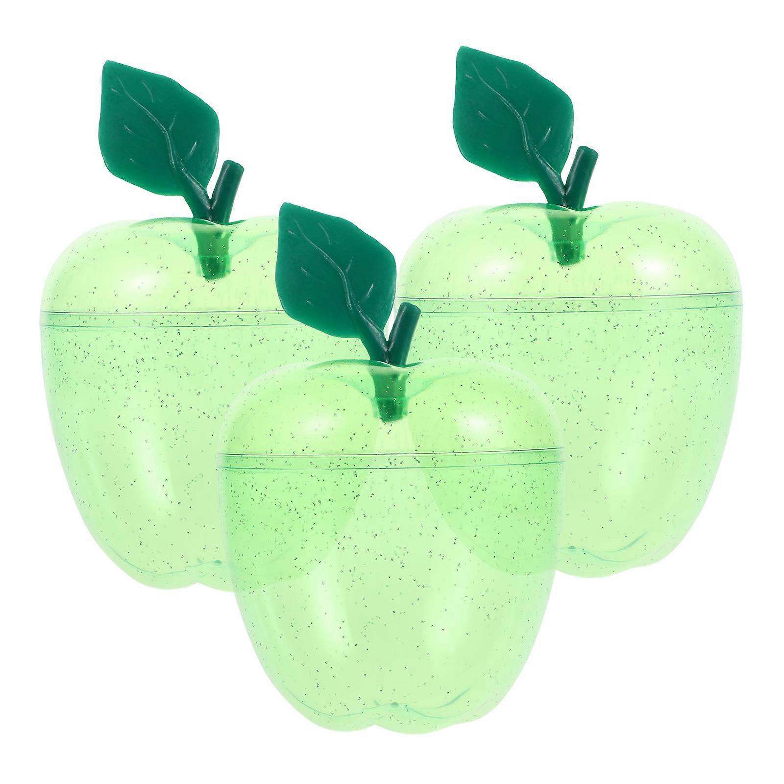 Christmas Apple Shaped Candy Jar with Lid for Storage Made of Material Light Green 3 pcs