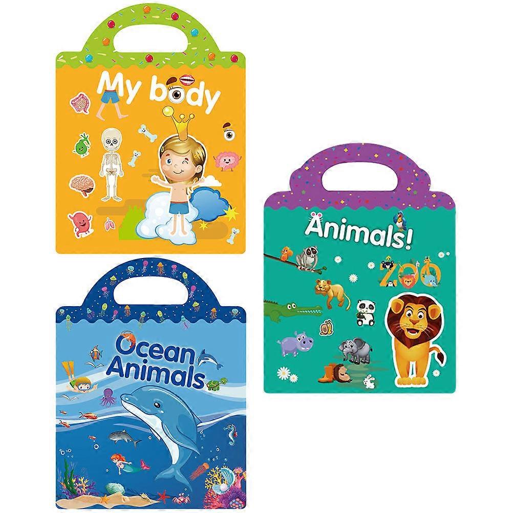 DIY Stickers Book 3Set Learning Stickers Children's Toy Color Recognition Nursery Kindergarten