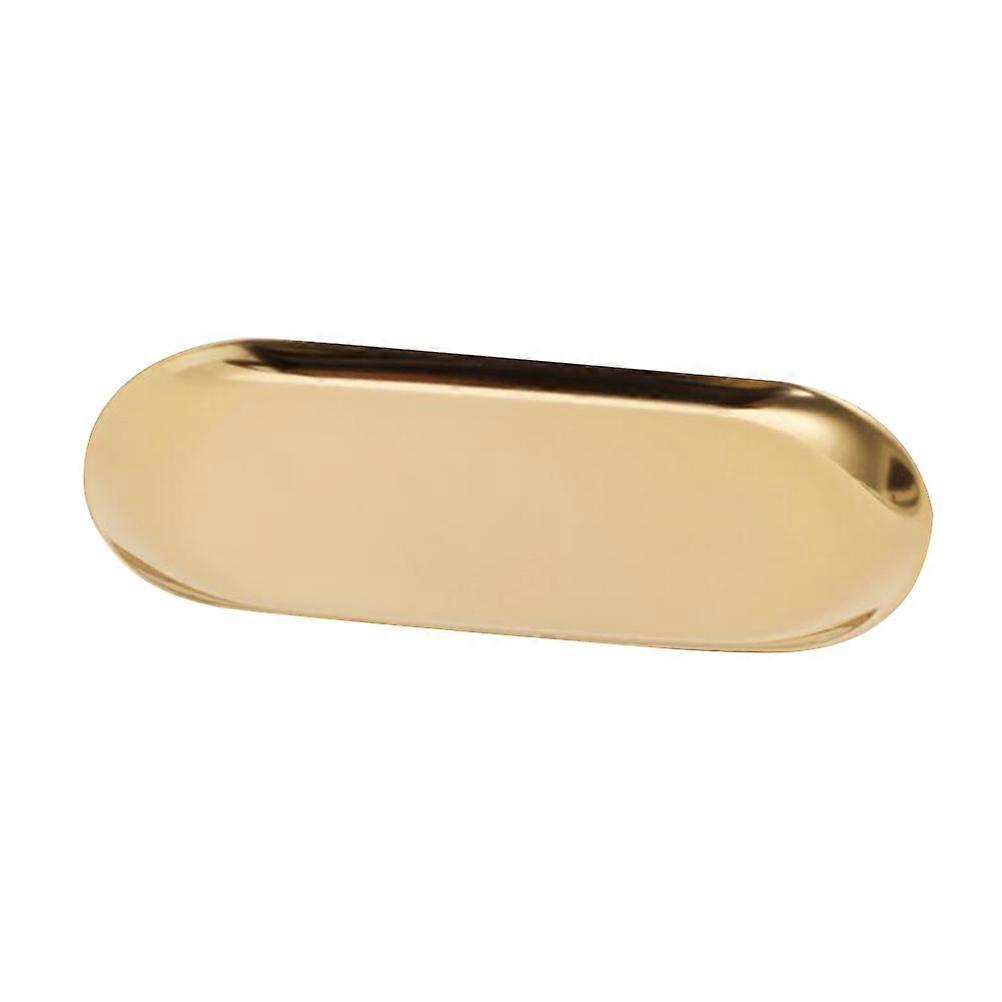 Stainless Steel Tray with Brass Finish for Storage Elegant Golden Organizer 13.8 x 8.7 Inches
