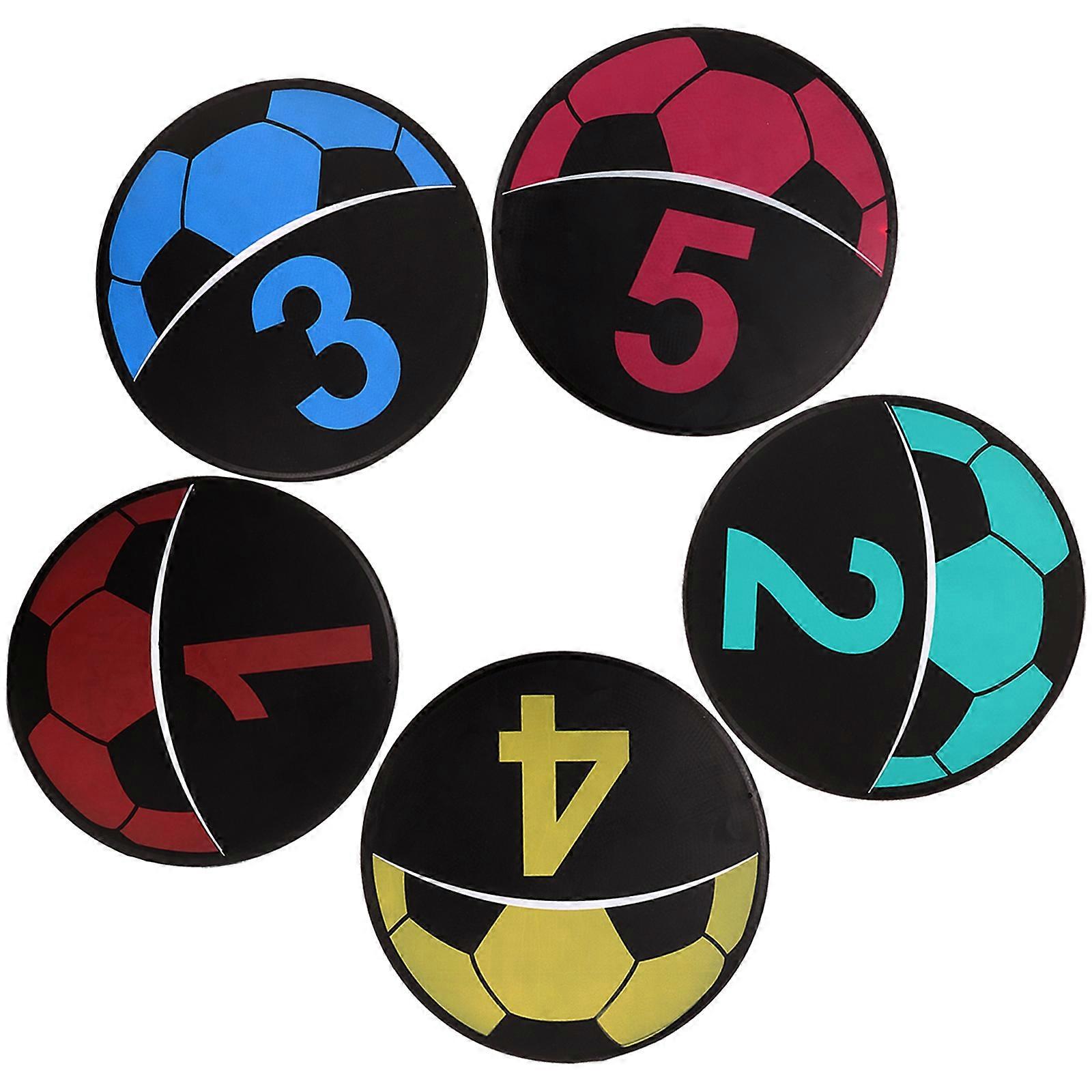 Football Practice Equipment 5Pcs Numbered Spot Markers Round Shape Assorted Color Training Aid For Kids Trainers Athletes Sports Enthusiasts