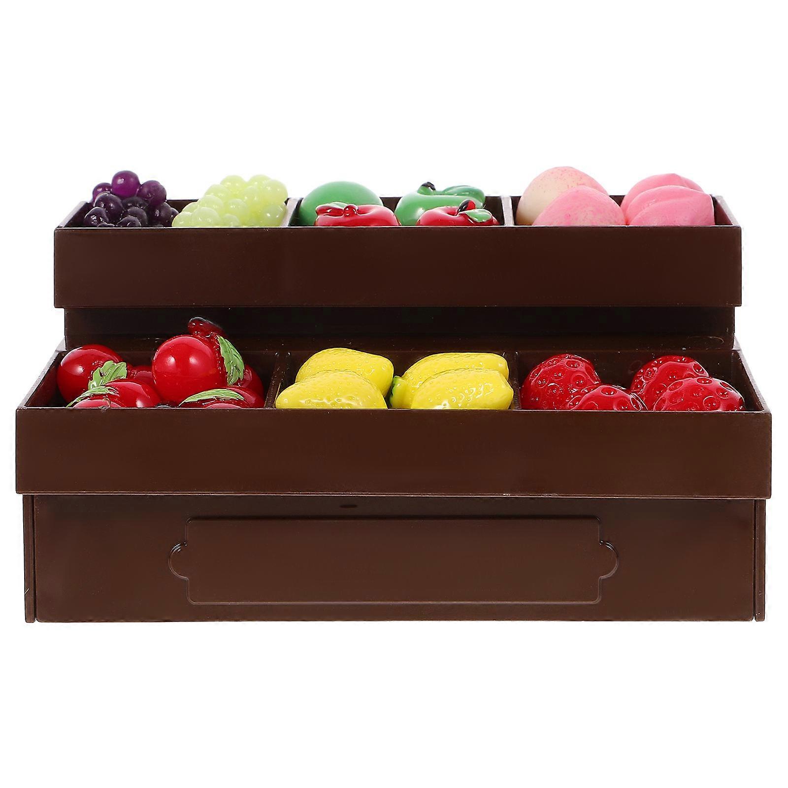 Miniature Grocery Stand for Decor Coffee Color Plastic Material Perfect for Doll House Accessories 3.5 Inches