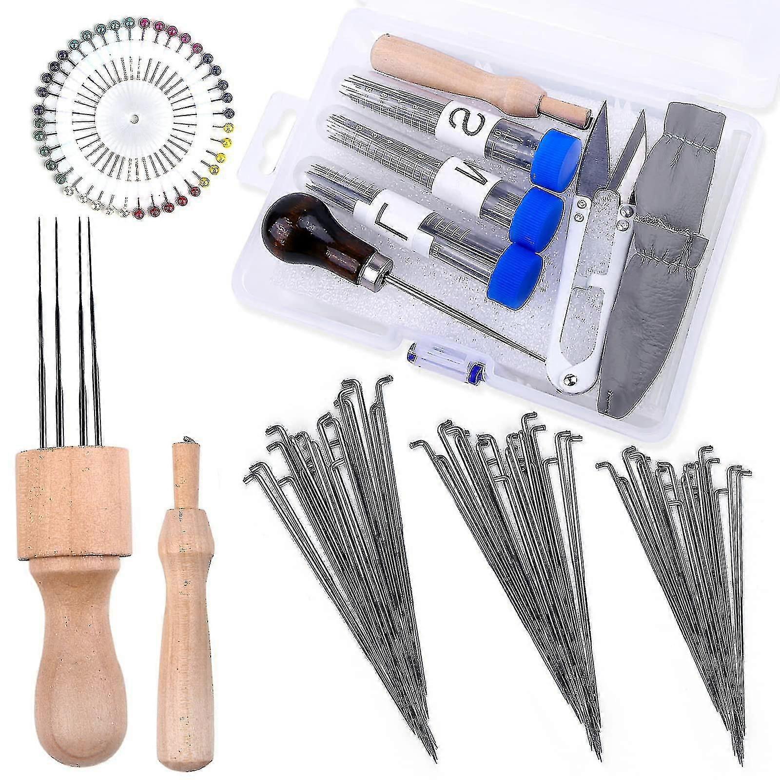 Wool Felting Needles Tool, Needle Felting Supplies Includes 60pcs Wool Felting Needle, 2pcs Felting Needle Tool