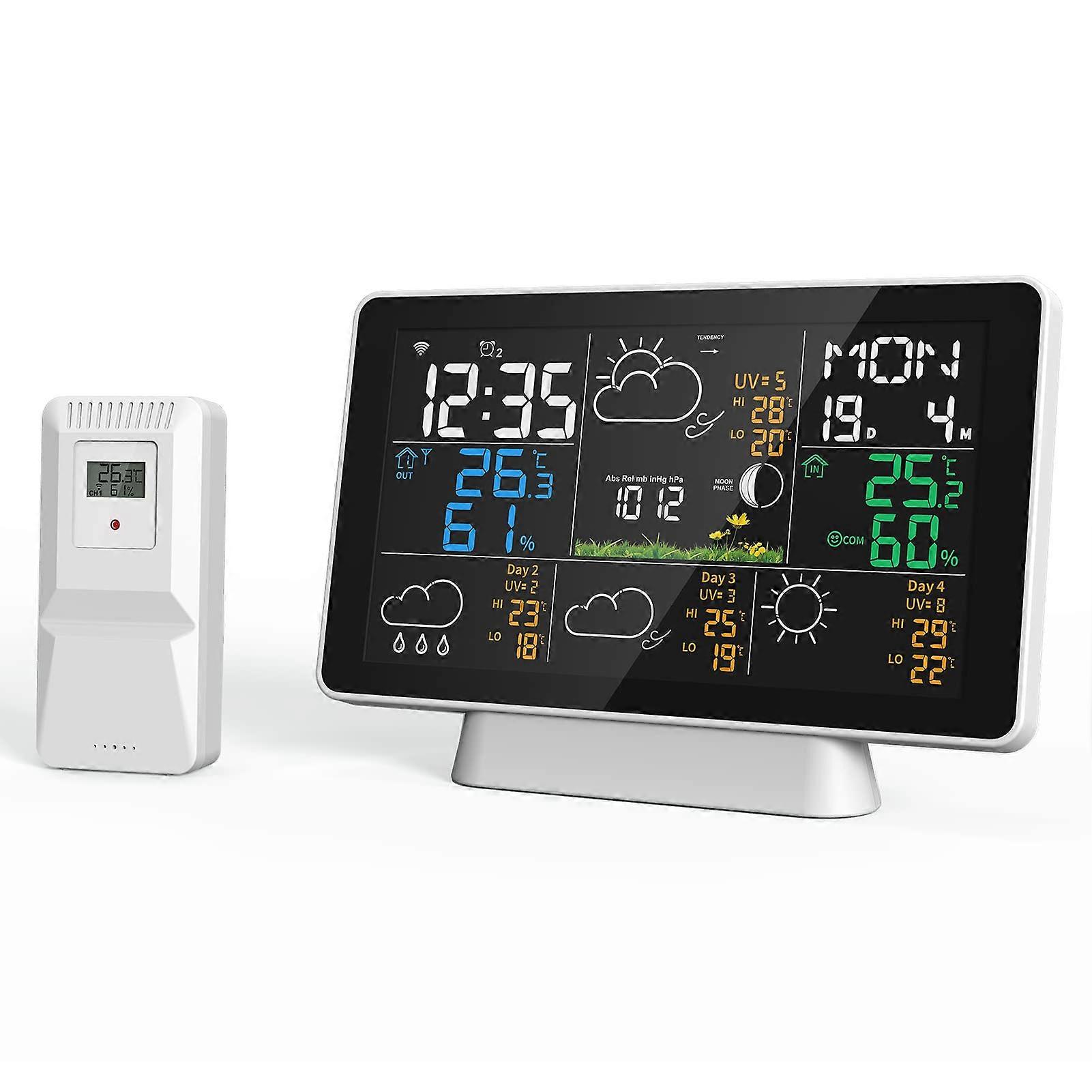 Alarm and snooze function 7.5-inch wireless weather station with wireless internet connection  weather forecast support