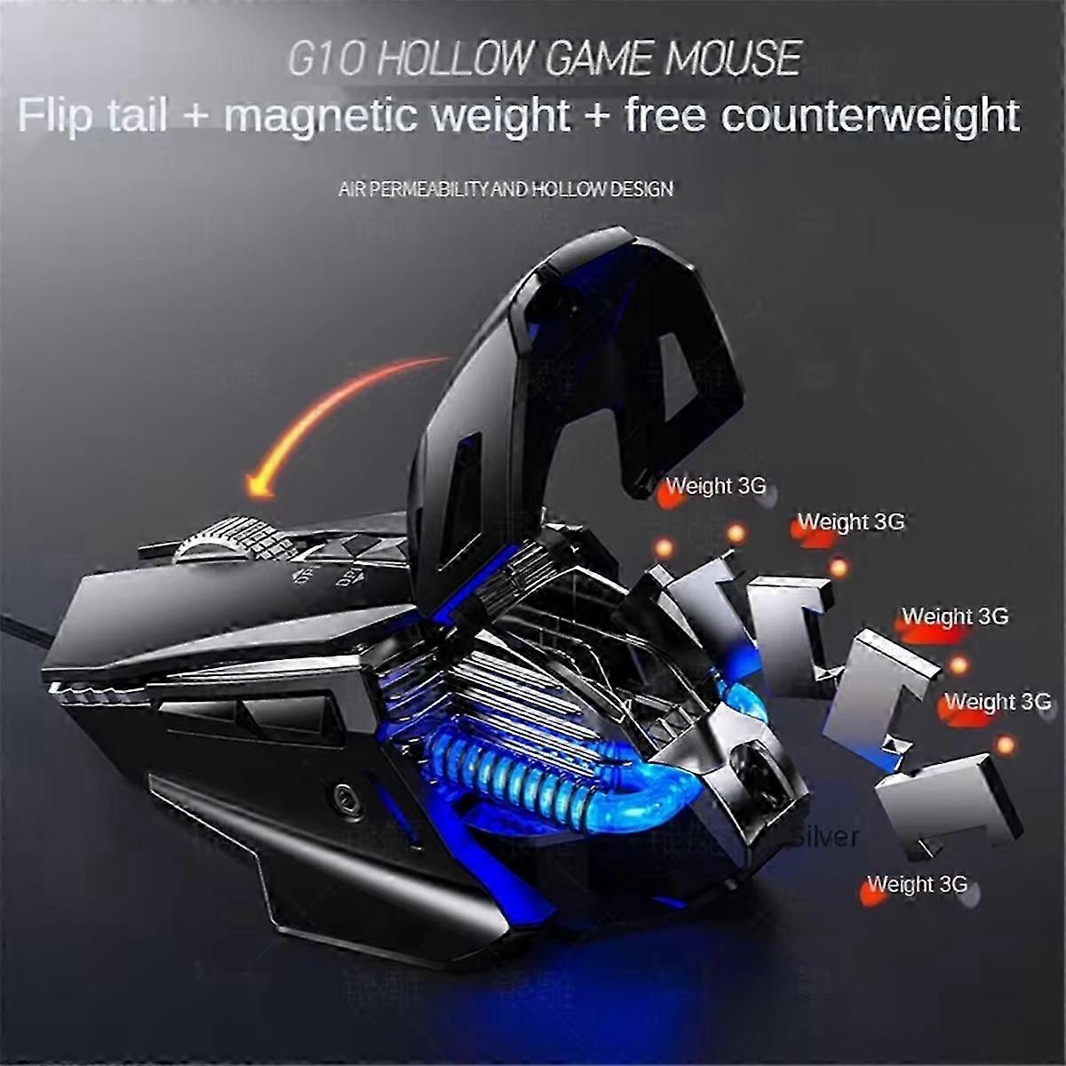 USB Wired Gaming Mouse with Macro Programming, Colorful Water-Cooled Light, 7200 DPI LED Backlight for Computers