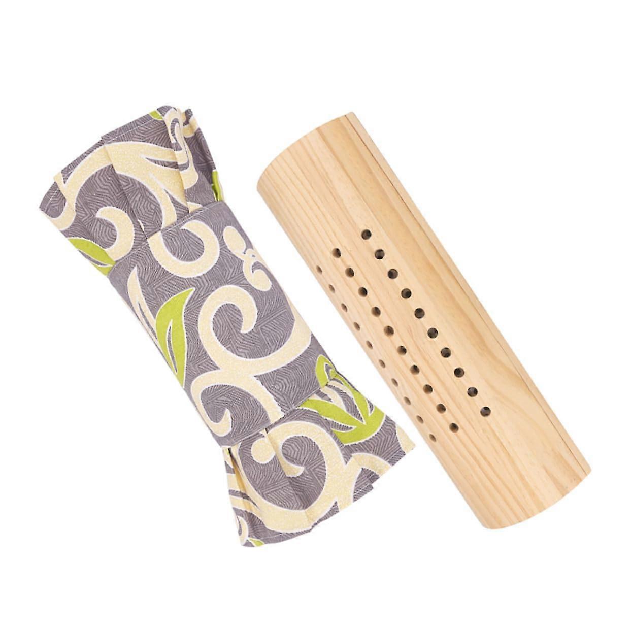 Sauna Backrest Pillow with Wooden Moxibustion Support and Removable Cover for Neck Relaxation