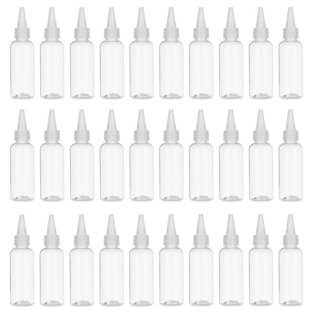 Empty Portable Squeeze Bottles,Refillable Plastic Bottles with Twist  Cap,Pointed Mouth  Cap Bottle,Clear Liquid Dispenser(60ml)