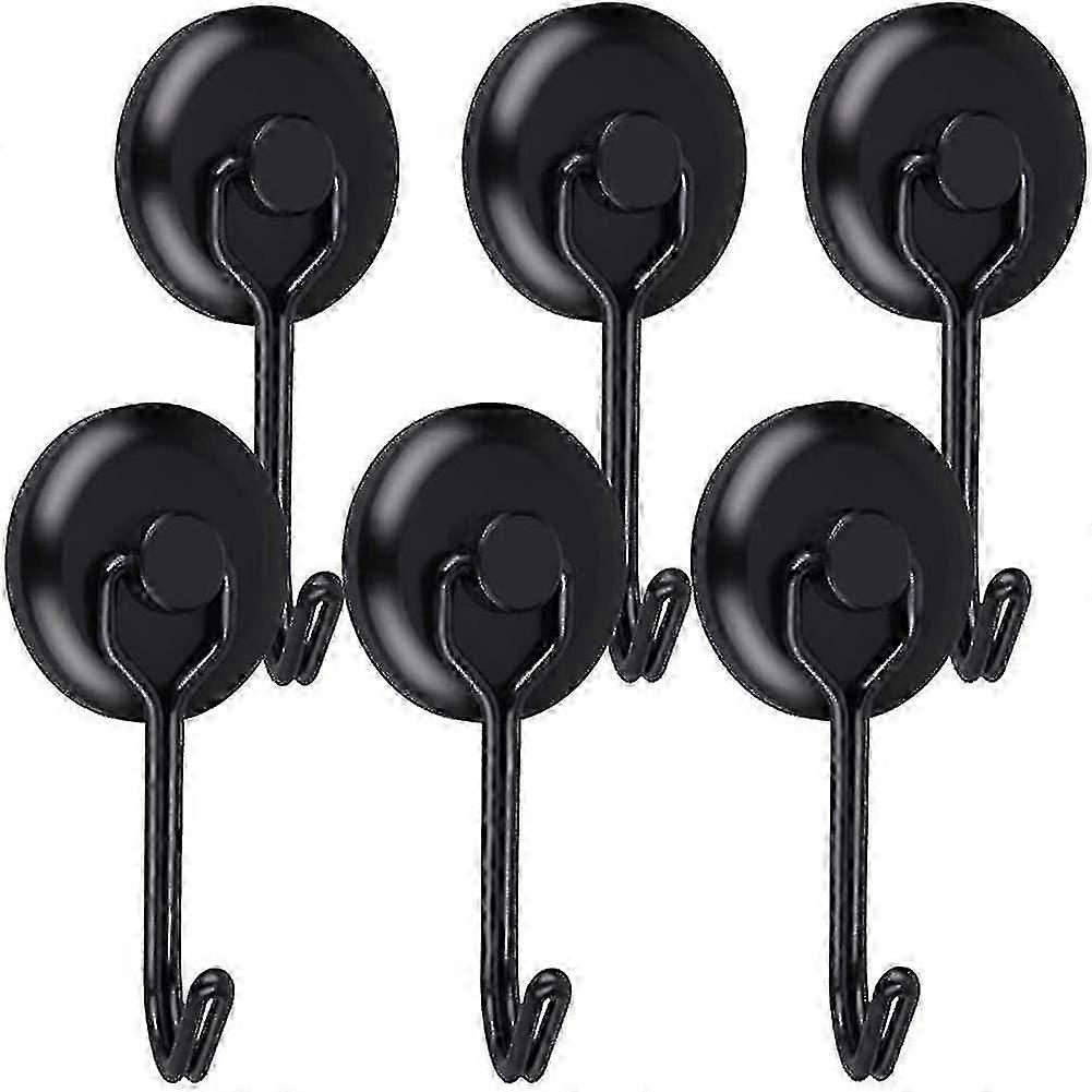 6pcs Strong Magnetic Hooks 14kg 20d Magnetic Fridge Hooks Black Neodymium