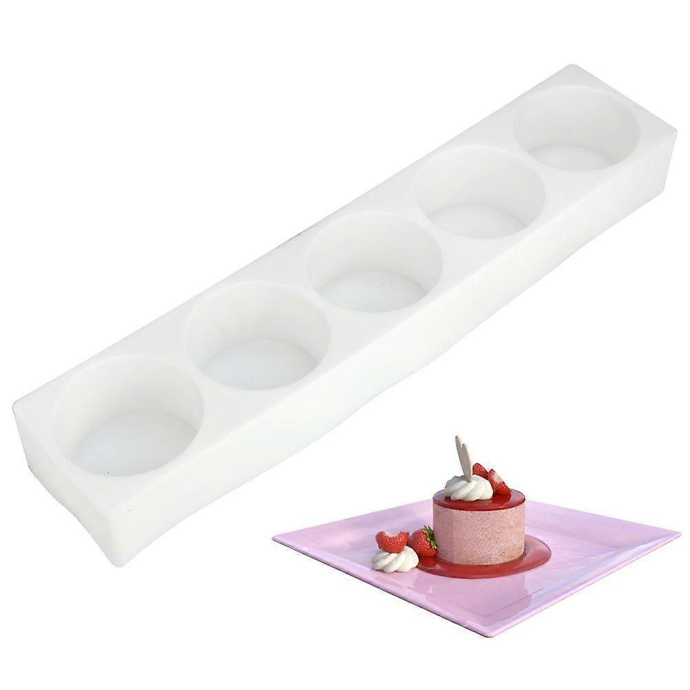 5-Hole Cylinder Shape Silicone Dessert Mold for Cake Decorating, Chocolate Pudding