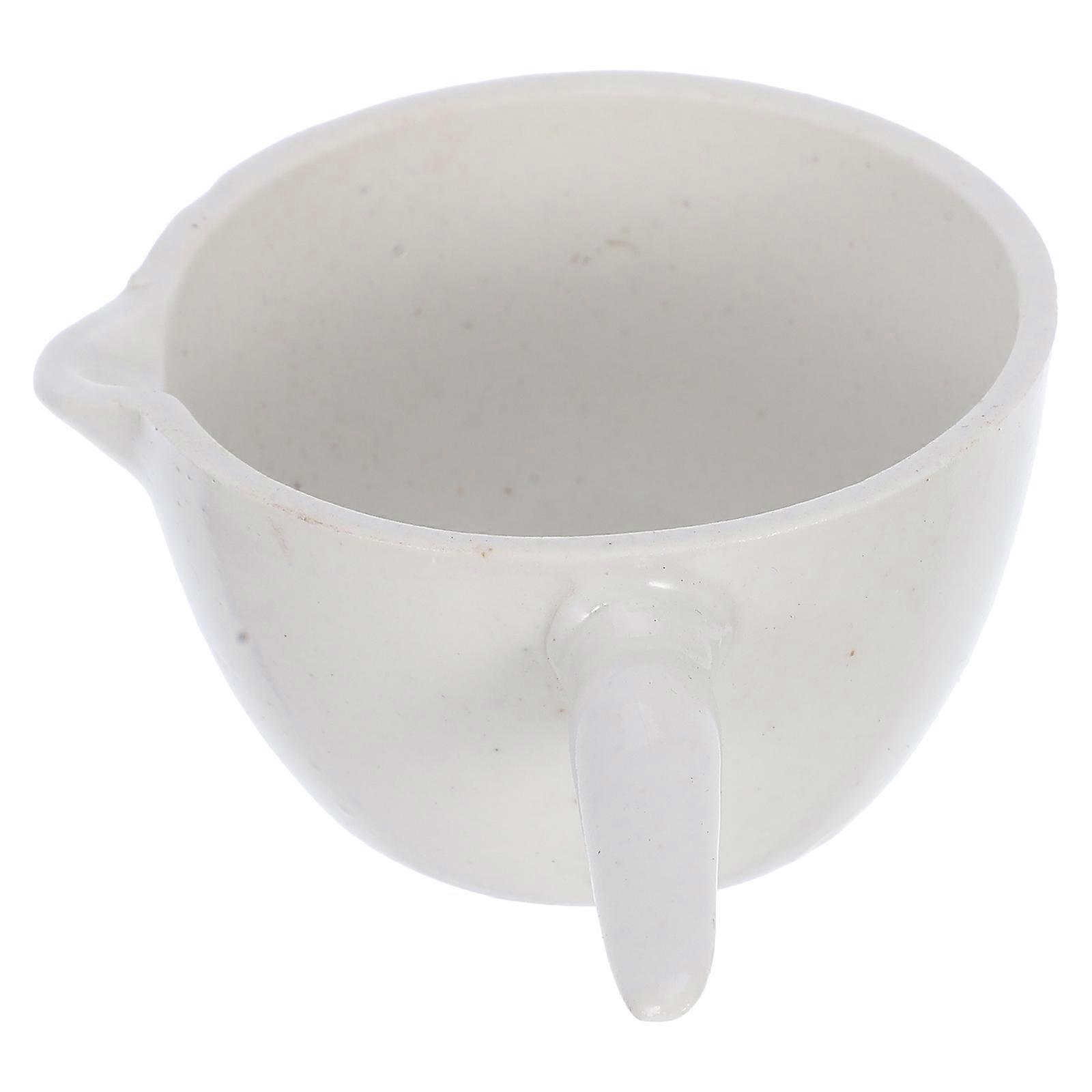Classroom Round Evaporating Dish Laboratory Porcelain White with Handle for Acid and Alkali Resistance 2Pcs