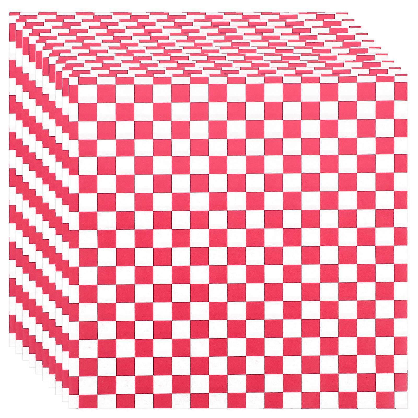 200pcs Checkered Greaseproof Baking Tray Paper for Snacks, Oil Absorbing Mats for Sandwiches, Pizza, Ideal for Home Parties and Outdoor Cooking