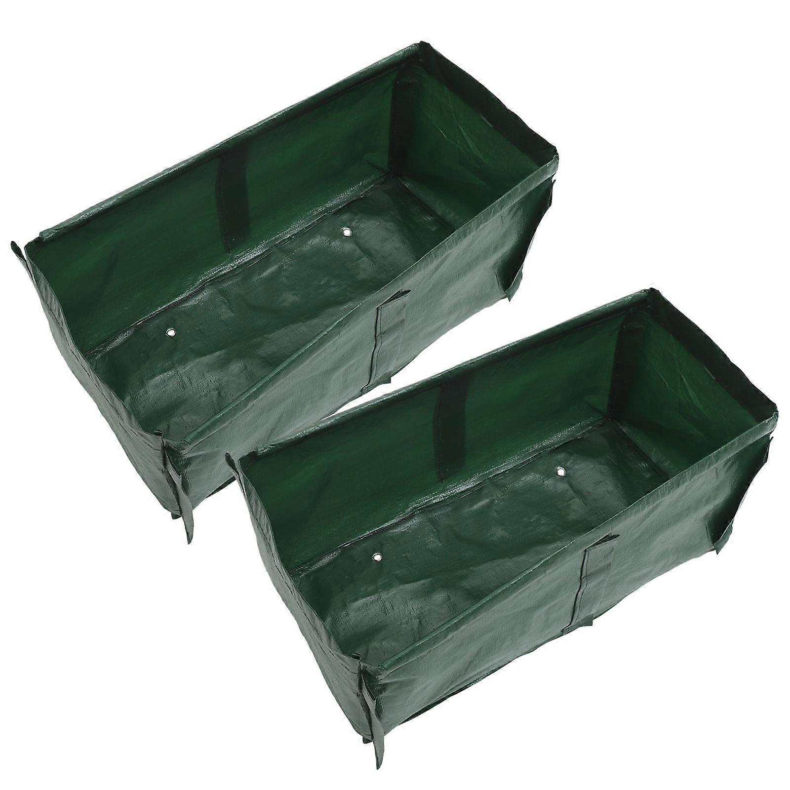 Vegetable Growing Bags Rectangular Planting Containers for Fruits Dark Woven Fabric Ensuring Temperature Regulation Function 2Pcs