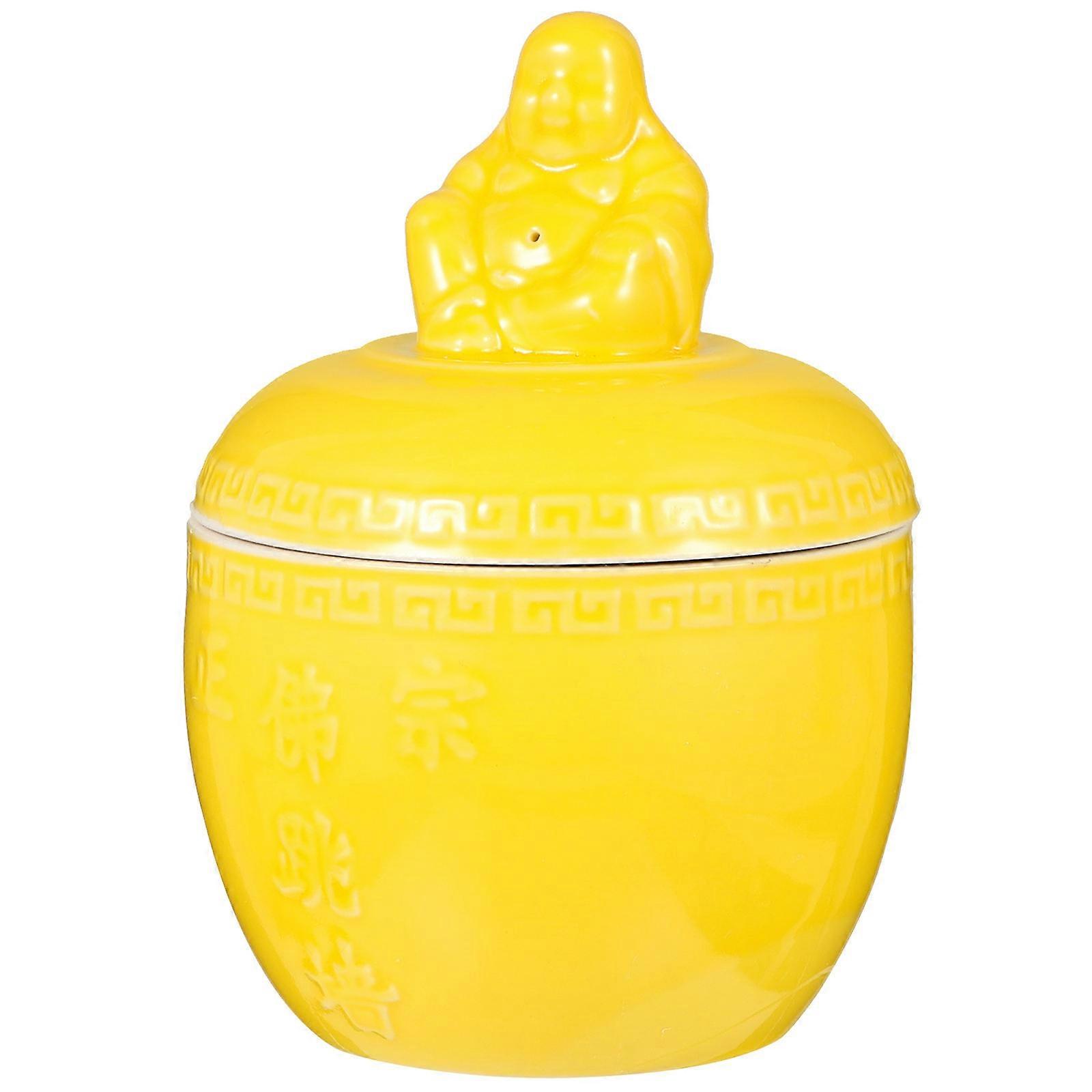 Ceramic Stew Pot for Home Use Even Heat Conduction Vintage Chinese Style Yellow