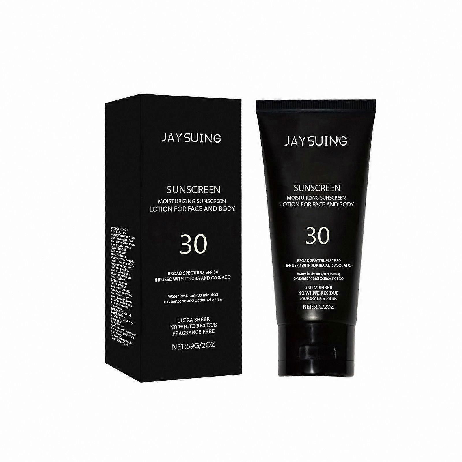 SPF 30 Sunscreen Lotion for Face & Body, Moisturizing Formula with Jojoba & Avocado Oil, Broad Spectrum Protection, Waterproof, No White Residue