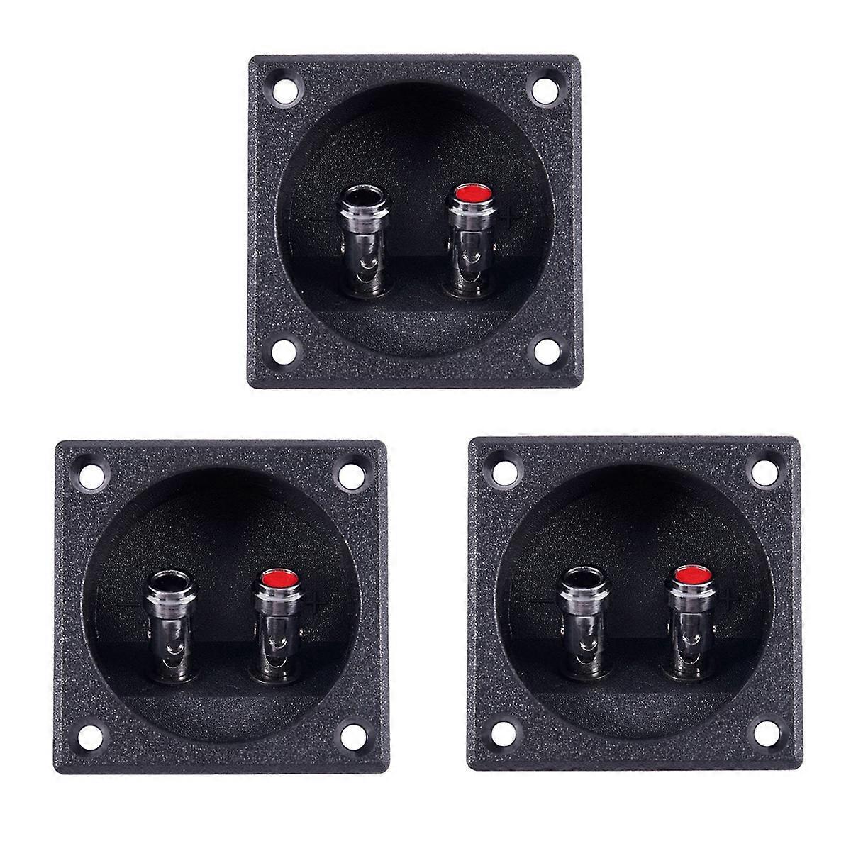 3X Square Shape Double Binding Post Type Speaker Box Terminal Cup Black