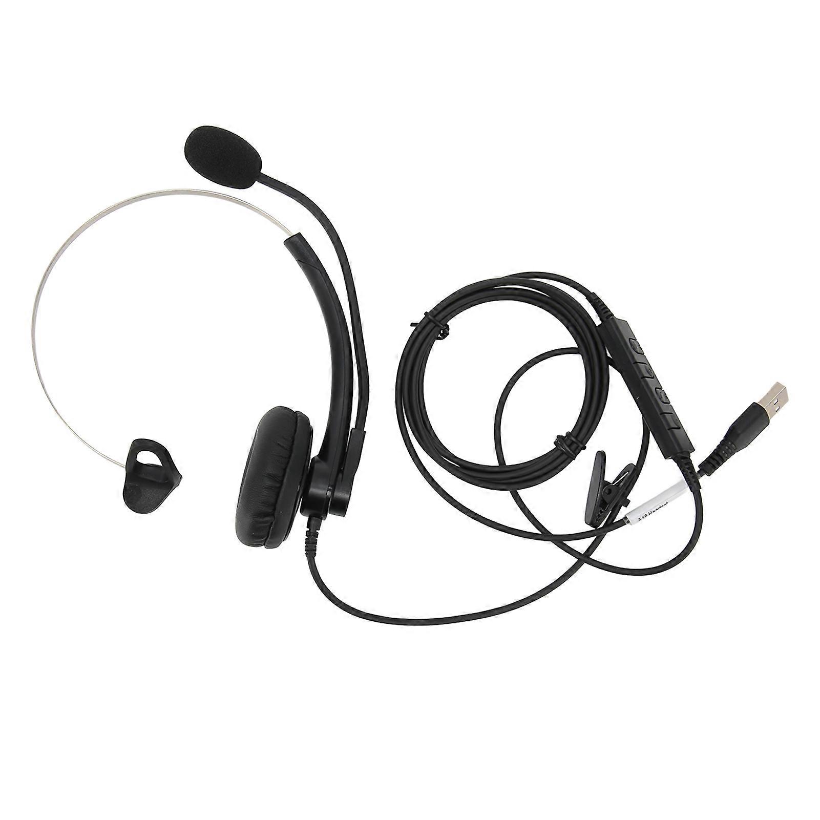 Single Ear Wired Noise Canceling HD Calling Telephone Headset for Call Center Office Business Online Course