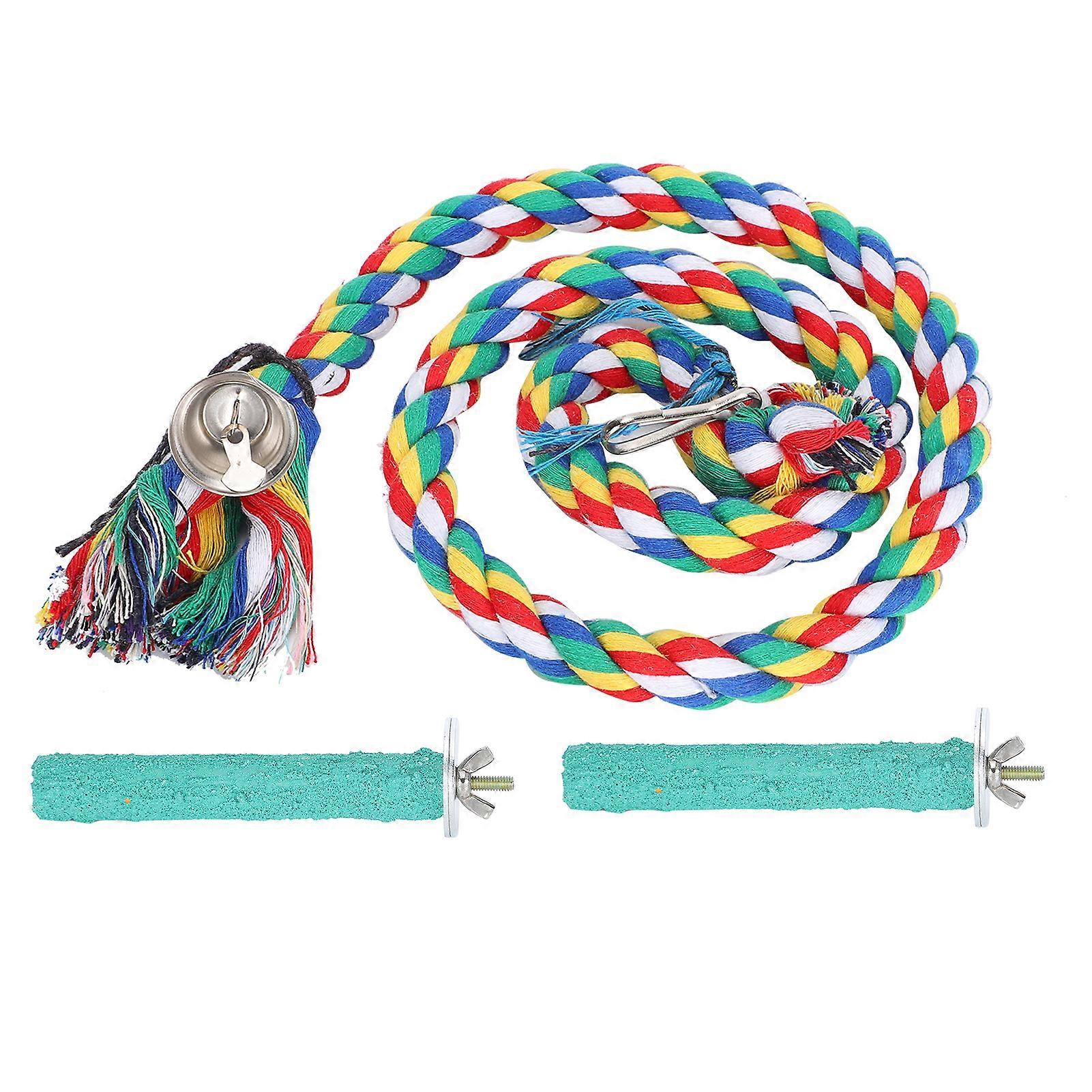 Parrot Toy Chew Rope Colorful Birds Pet Spiral Rope Perch Parrot Chewing Standing Toy
