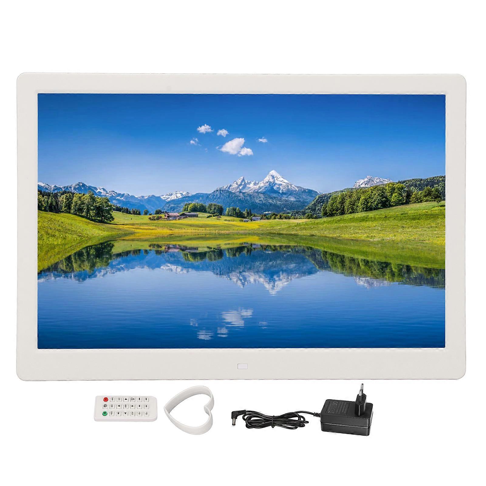 15.4" HD LED Digital Photo Frame with Remote, Video & Music Support, EU Plug, White