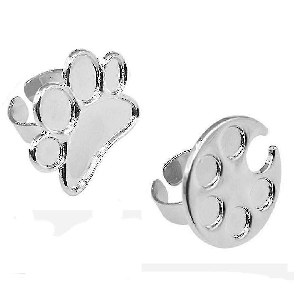 2 Pieces Nail Art Palette Finger Rings,mini Color Palette