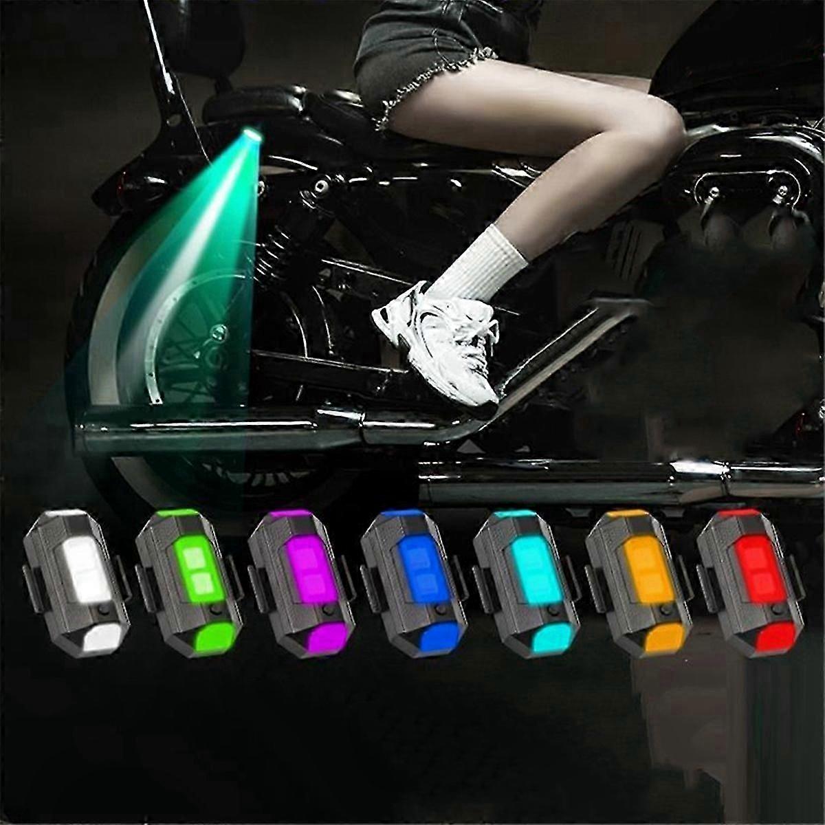 7-Color LED Universal Strobe Light Kit for Motorcycle Anti-Collision Warning and Turn Signals, 8-Piece Set